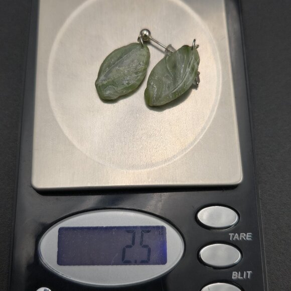 Silver Plated Serpentine Stone Handmade Dangle Earrings A6312 - Picture 5 of 5